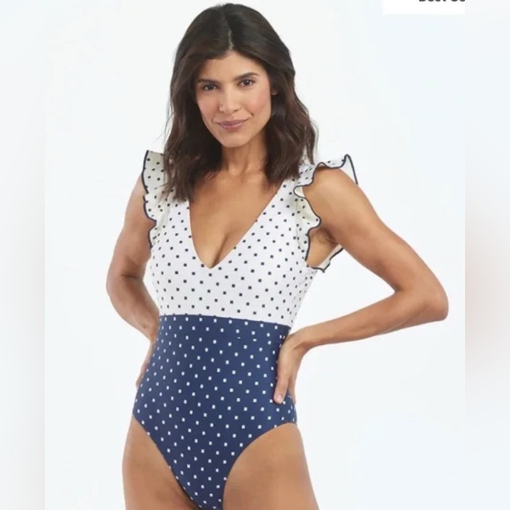 Summersalt Navy and White Ruffled Backflip